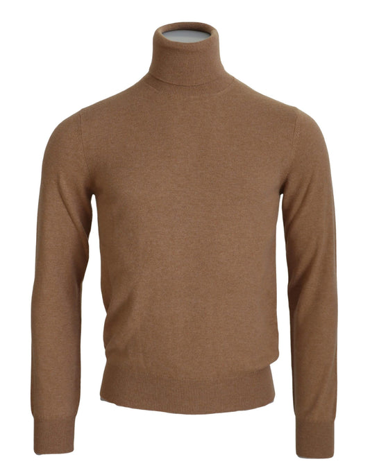 Jersey de cuello alto de cachemir en beige