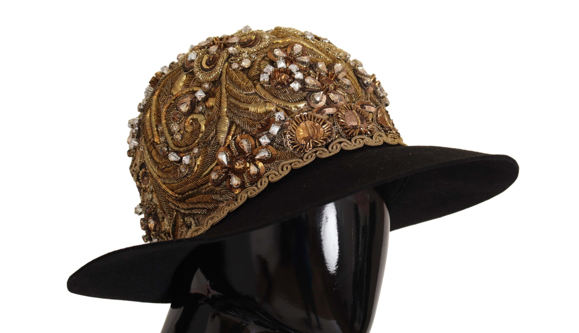 Elegant Black Gold Studded Fedora