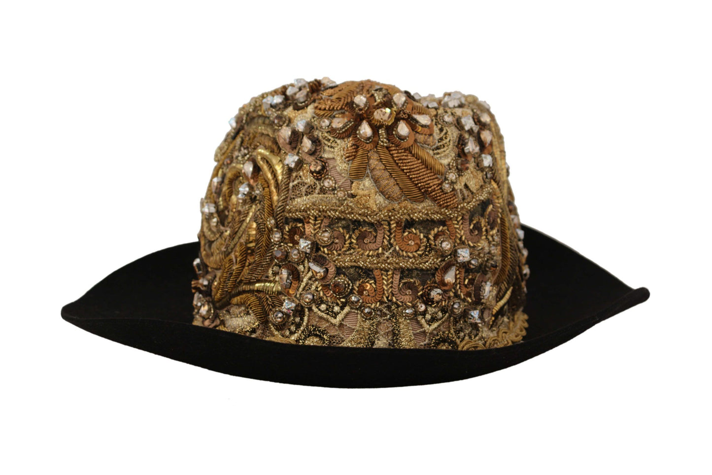 Elegant Black Gold Studded Fedora