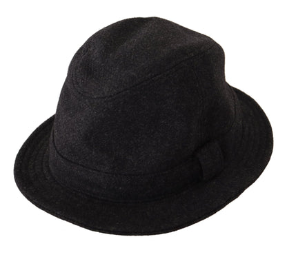 Elegante Sombrero Trilby Gris de Lana y Cashmere