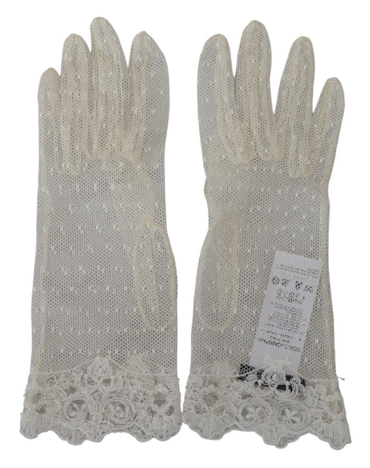 Guantes blancos elegantes hasta la muñeca