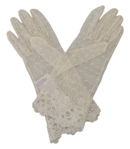 Guantes blancos elegantes hasta la muñeca