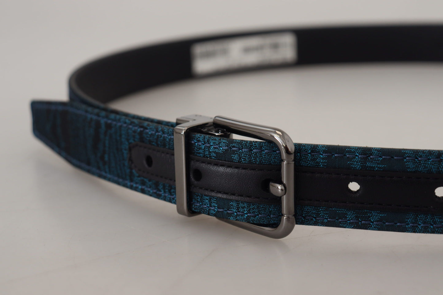 Elegant Blue Jacquard Designer Belt