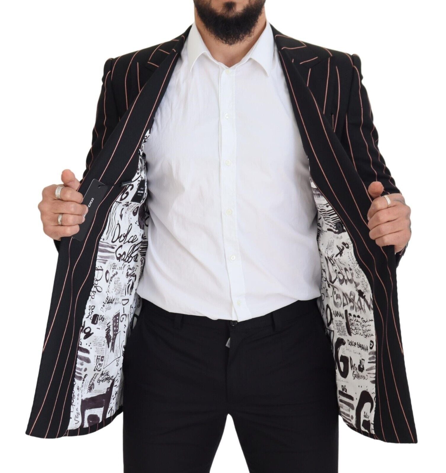 Elegante zwarte slim-fit blazer met dubbele rij knopen