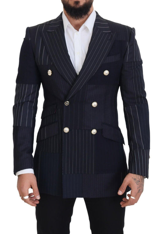 Blazer ajustado con doble botonadura azul marino