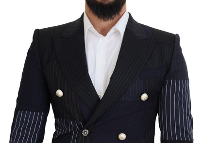 Elegant Navy Double Breasted Wool Blazer