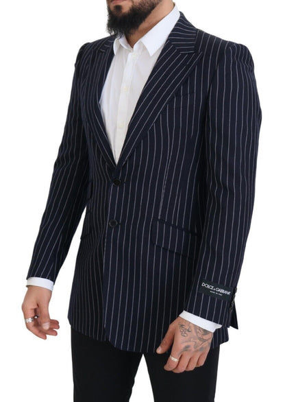 Elegante blazer de lana azul marino de corte slim