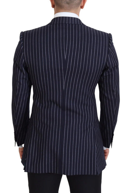 Elegante blazer de lana azul marino de corte slim