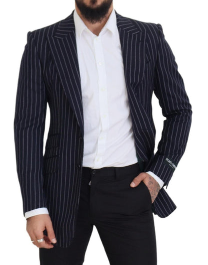 Elegante blazer de lana azul marino de corte slim