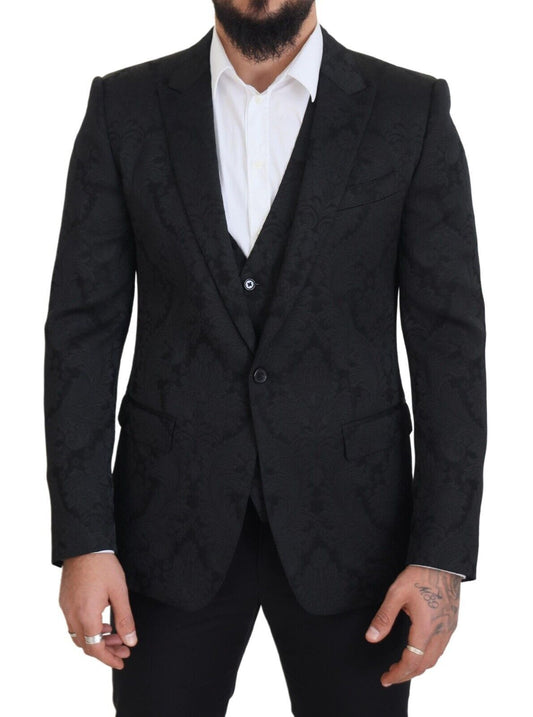 Elegante conjunto de chaqueta y chaleco de traje Martini negro