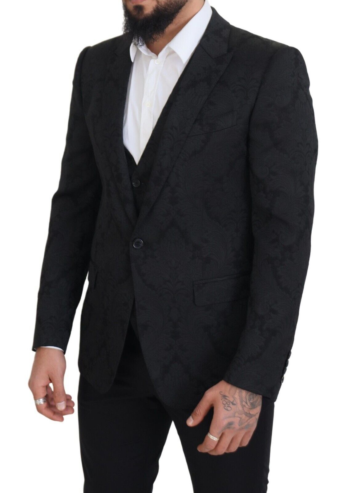 Elegante conjunto de chaqueta y chaleco de traje Martini negro