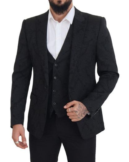 Elegante conjunto de chaqueta y chaleco de traje Martini negro