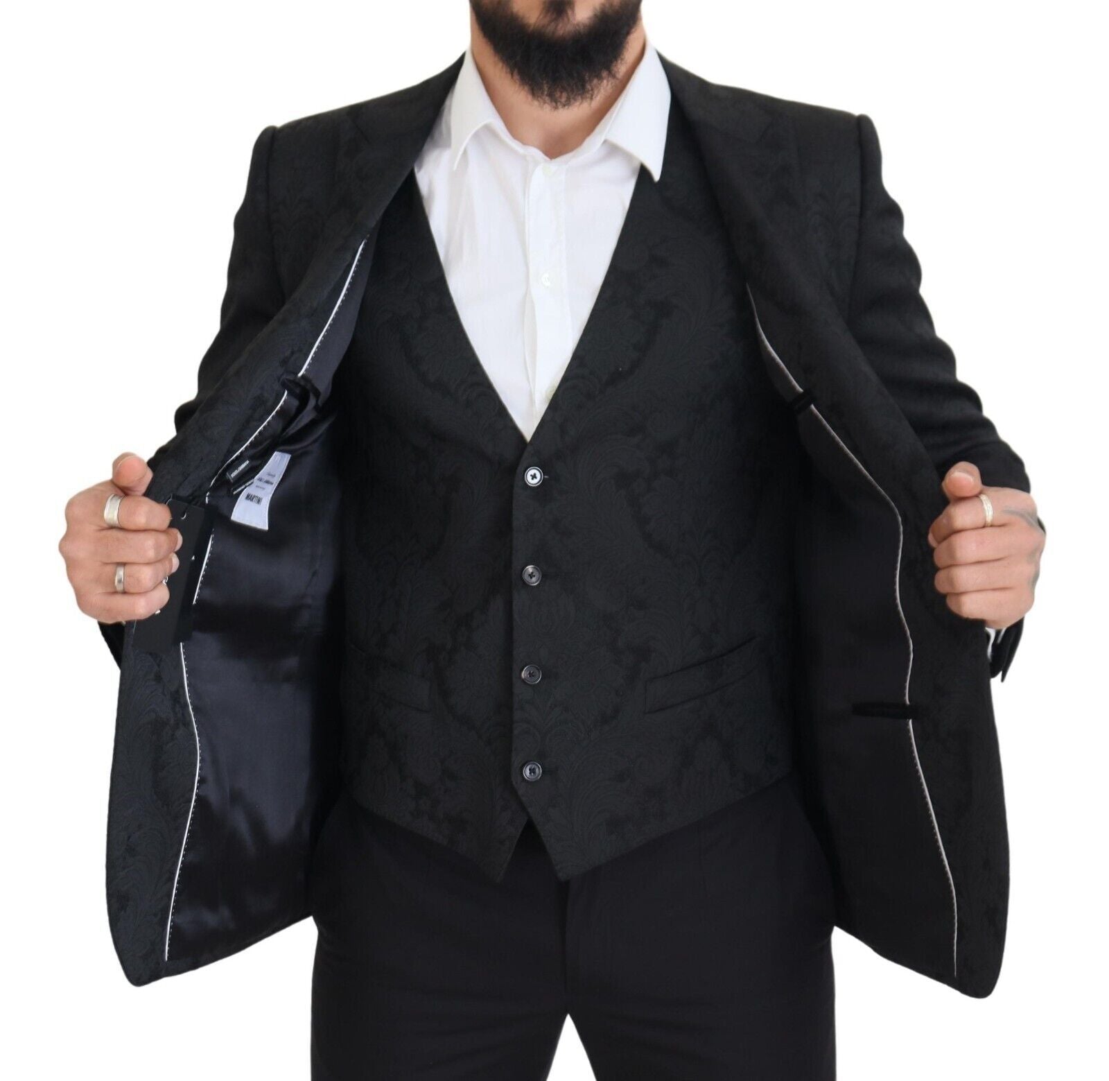 Elegante conjunto de chaqueta y chaleco de traje Martini negro