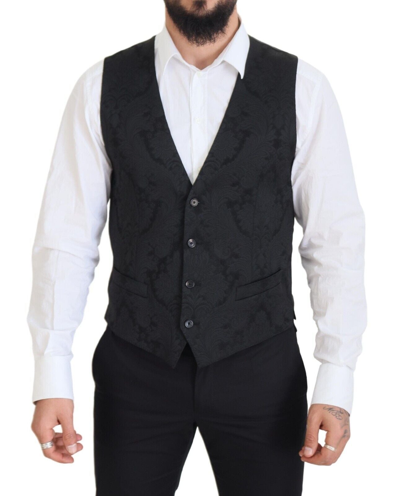 Elegante conjunto de chaqueta y chaleco de traje Martini negro