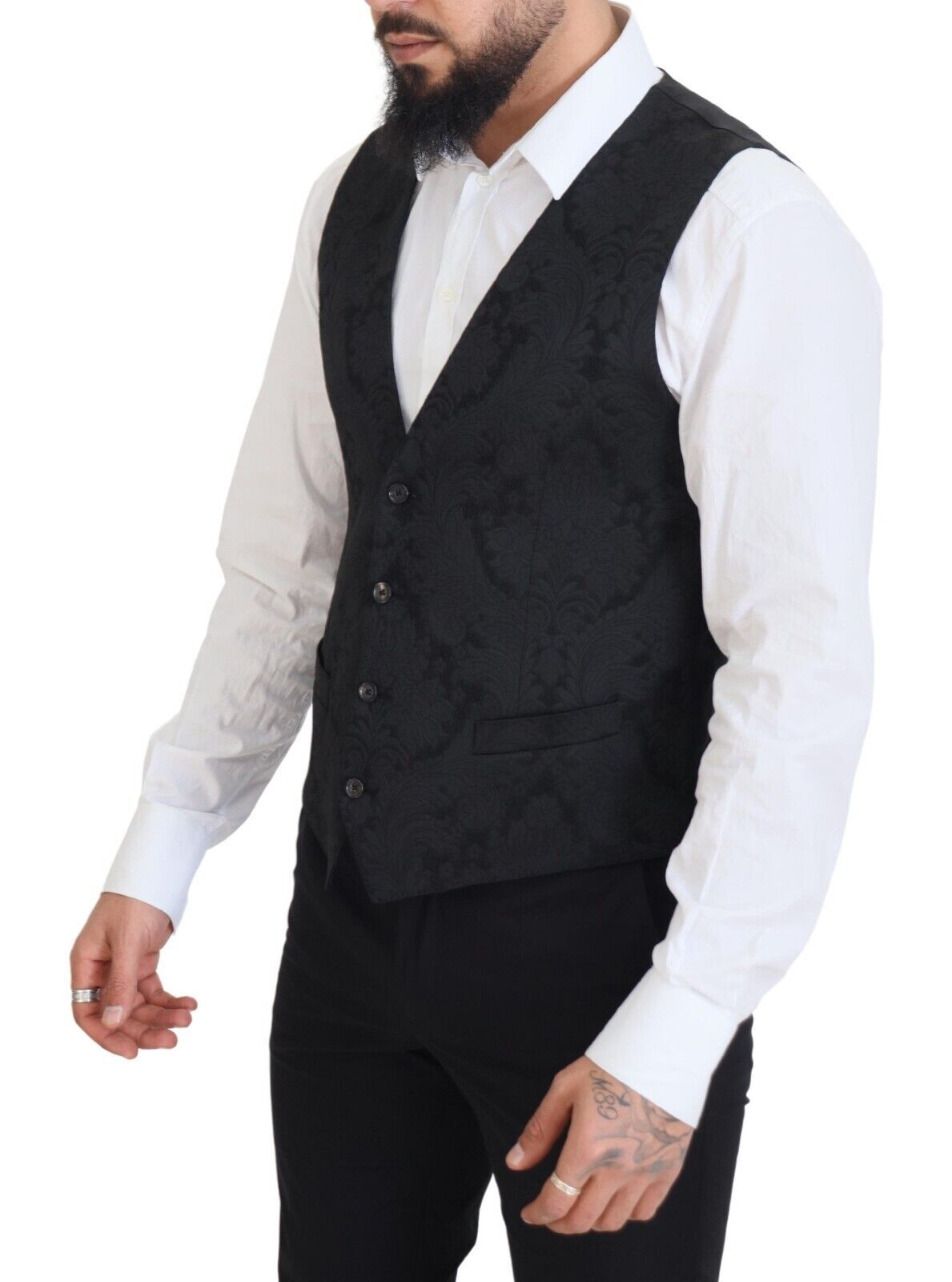 Elegante conjunto de chaqueta y chaleco de traje Martini negro