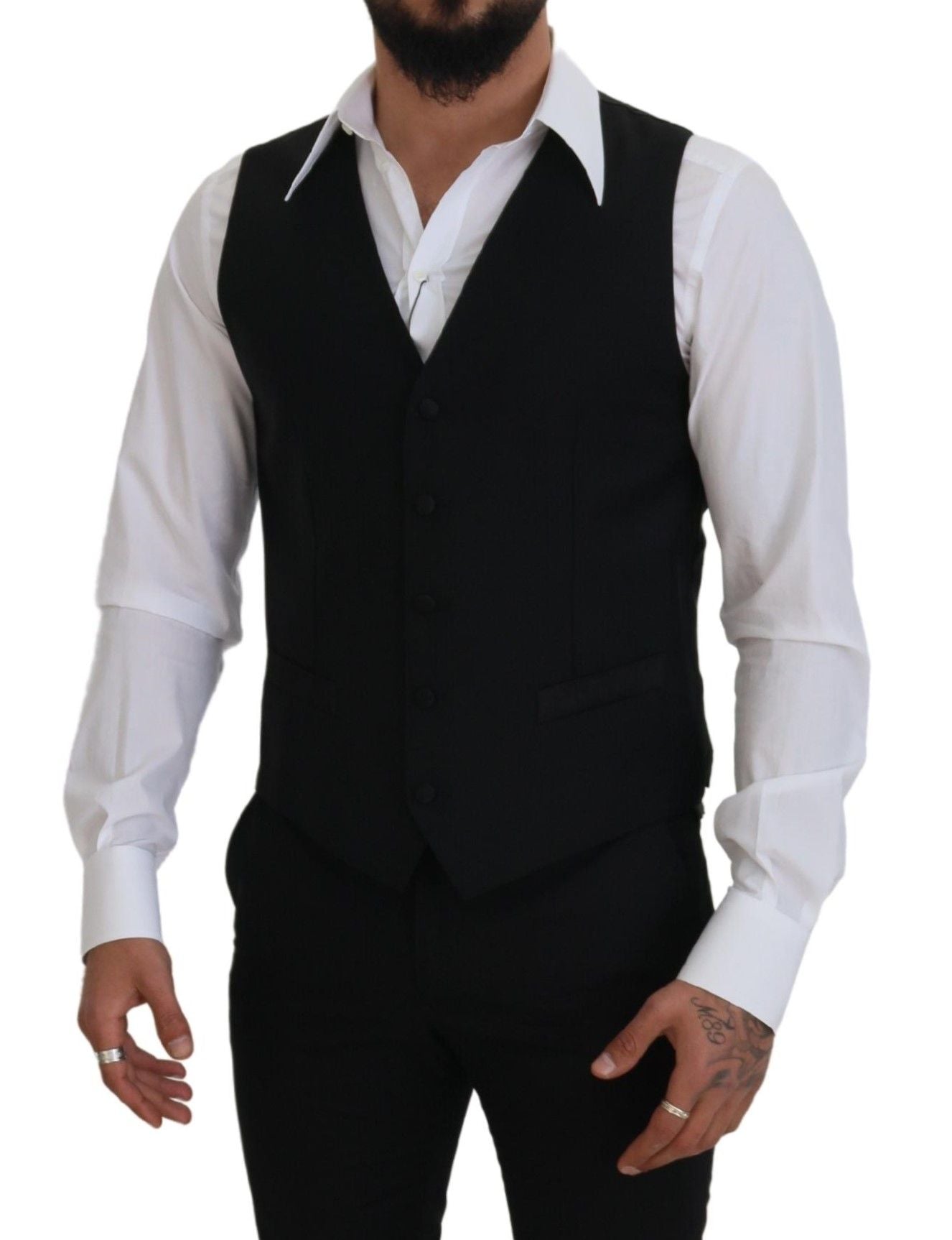 Elegant zwart vest met enkele rij knopen