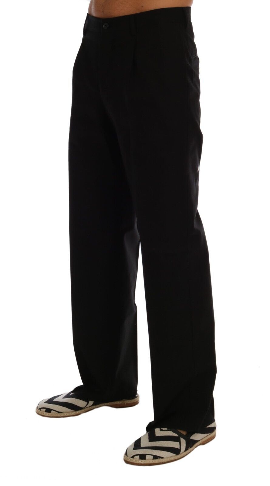 Pantalones elásticos de algodón negros elegantes