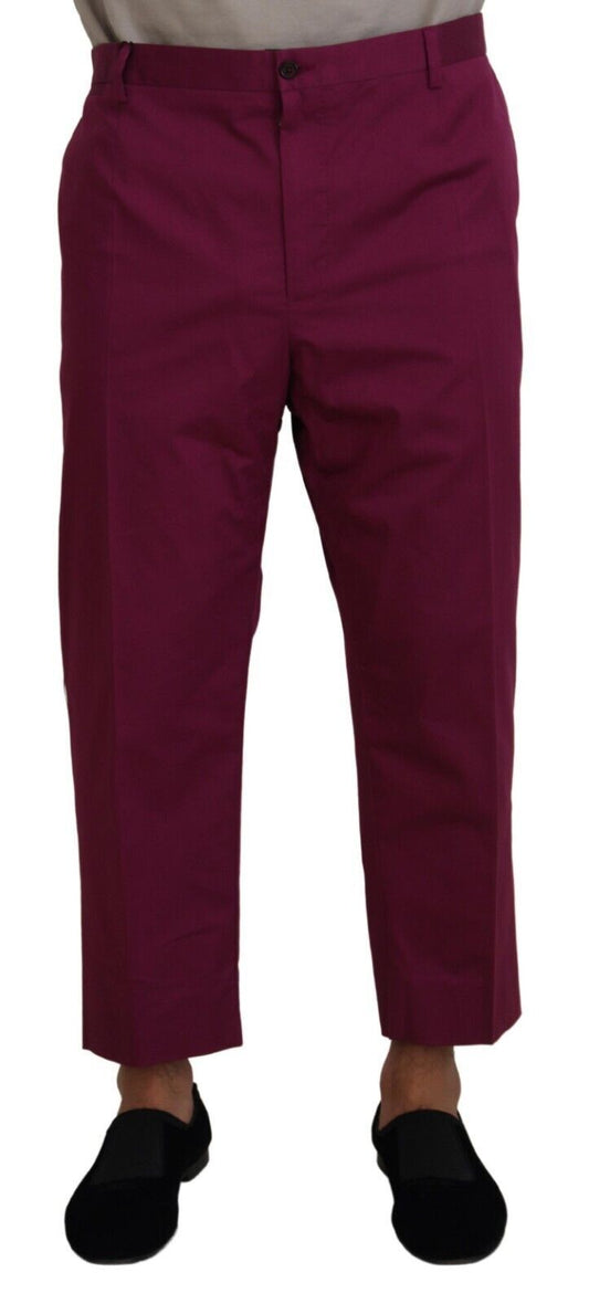 Pantalones elásticos de algodón magenta elegantes