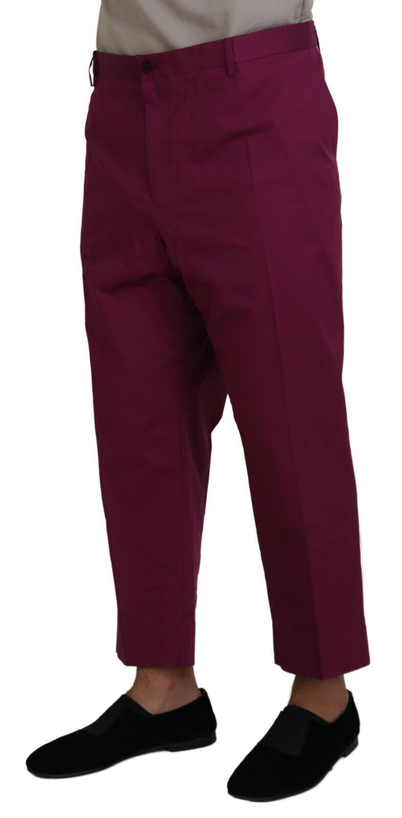 Pantalones elásticos de algodón magenta elegantes