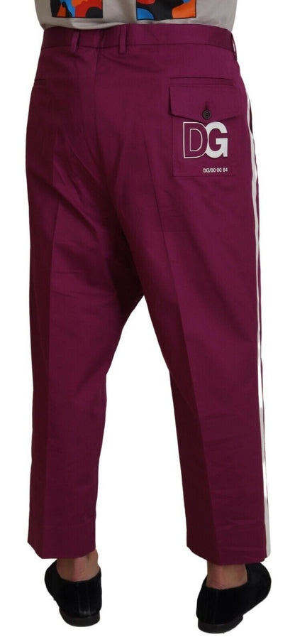 Pantalones elásticos de algodón magenta elegantes