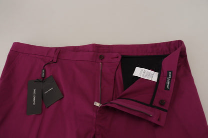 Pantalones elásticos de algodón magenta elegantes