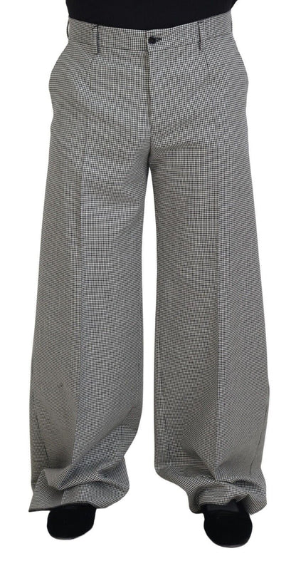 Elegante wol-mohair zwart witte broek