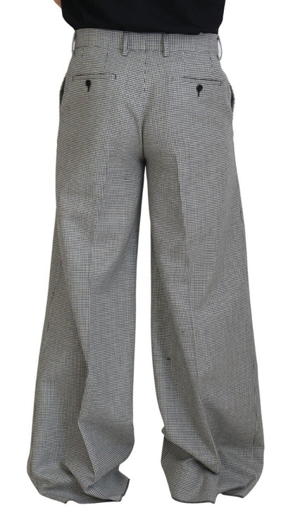 Elegante wol-mohair zwart witte broek