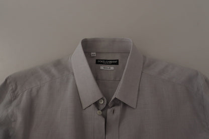 Camisa de lino elegante gris slim fit