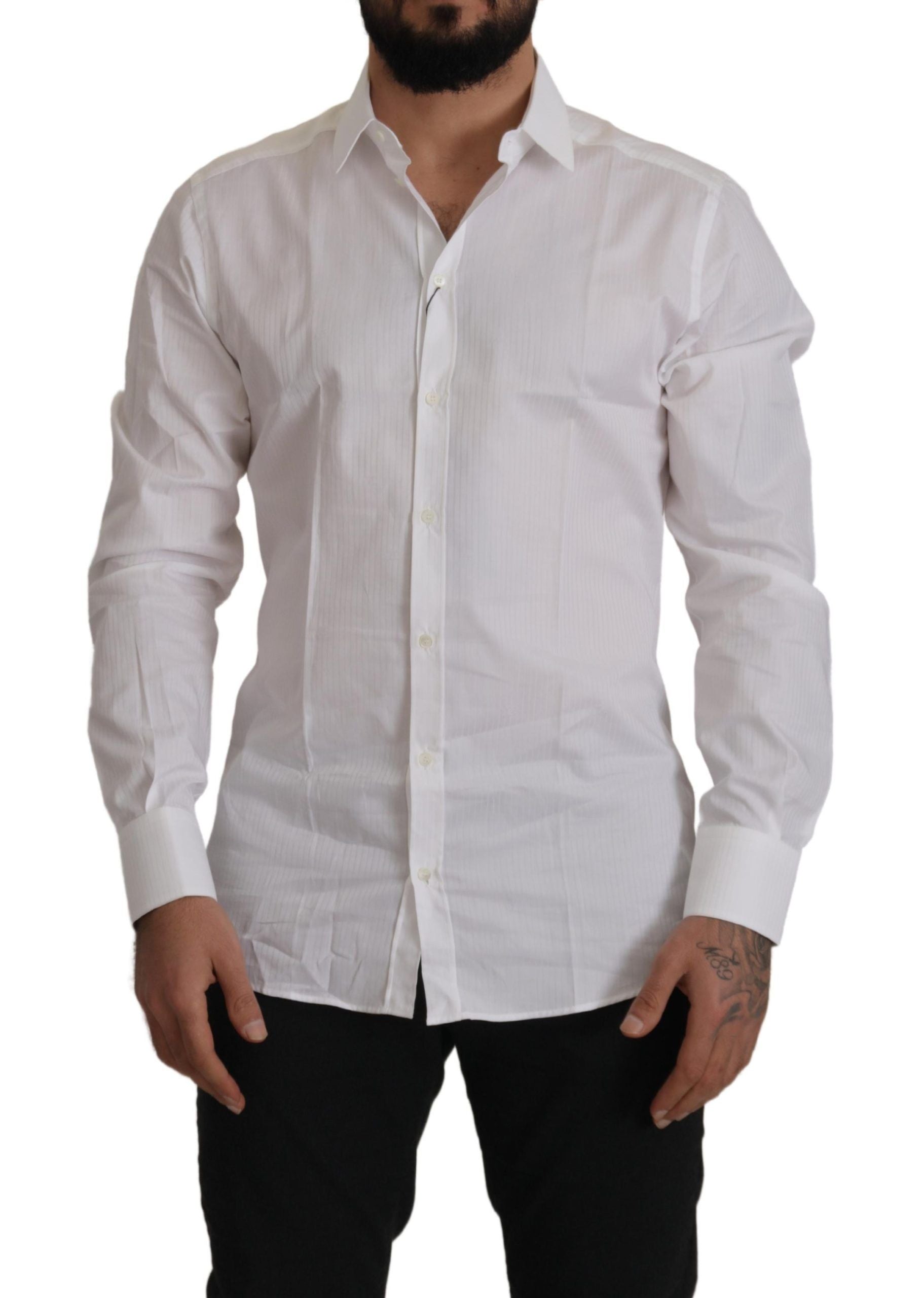 Camisa de vestir elegante de algodón blanca