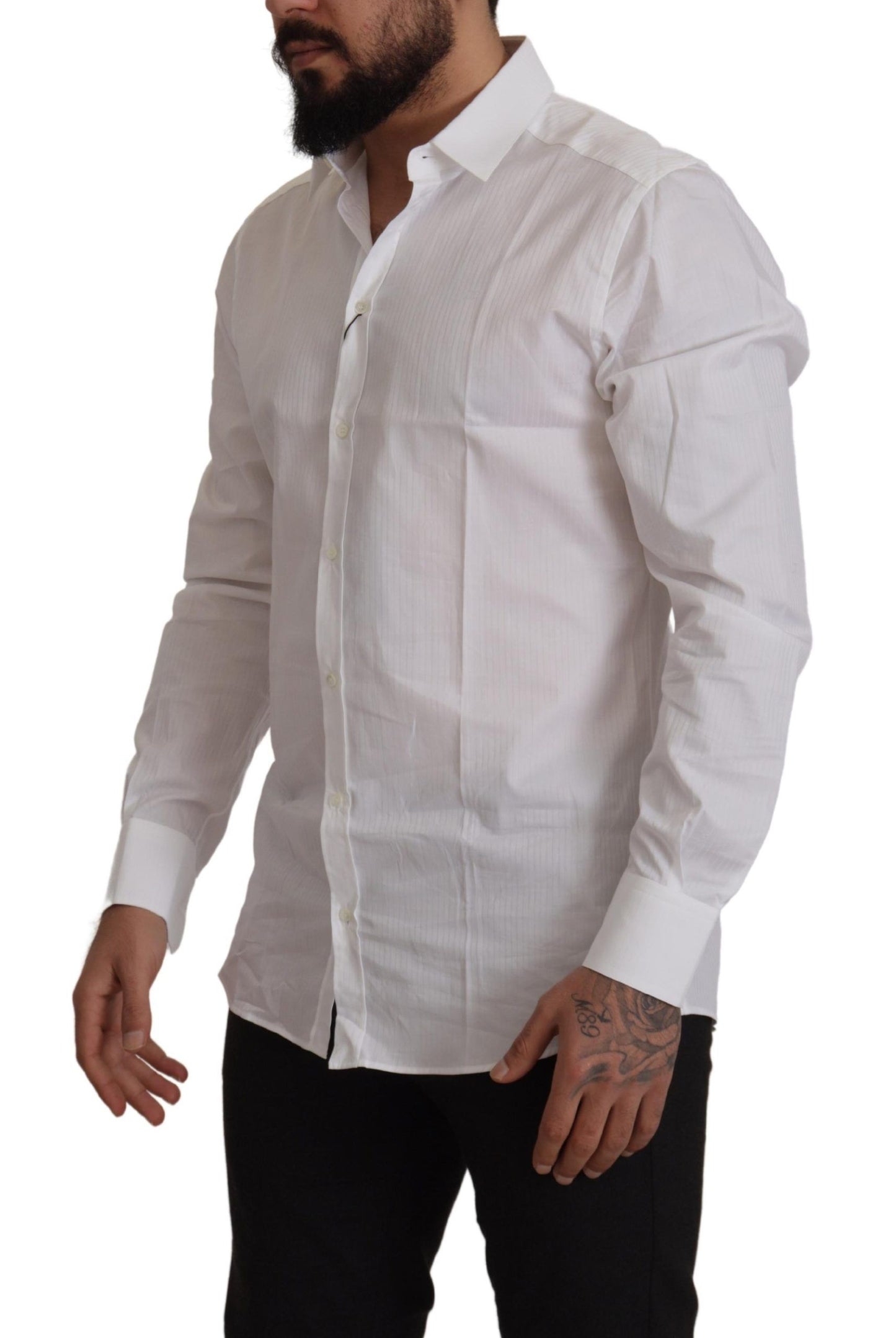 Camisa de vestir elegante de algodón blanca