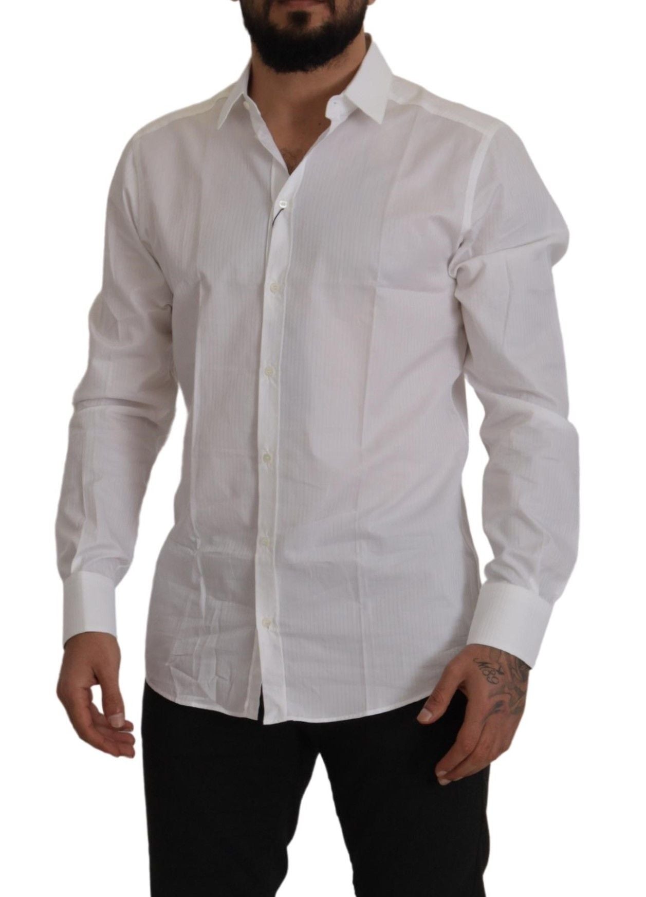 Camisa de vestir elegante de algodón blanca