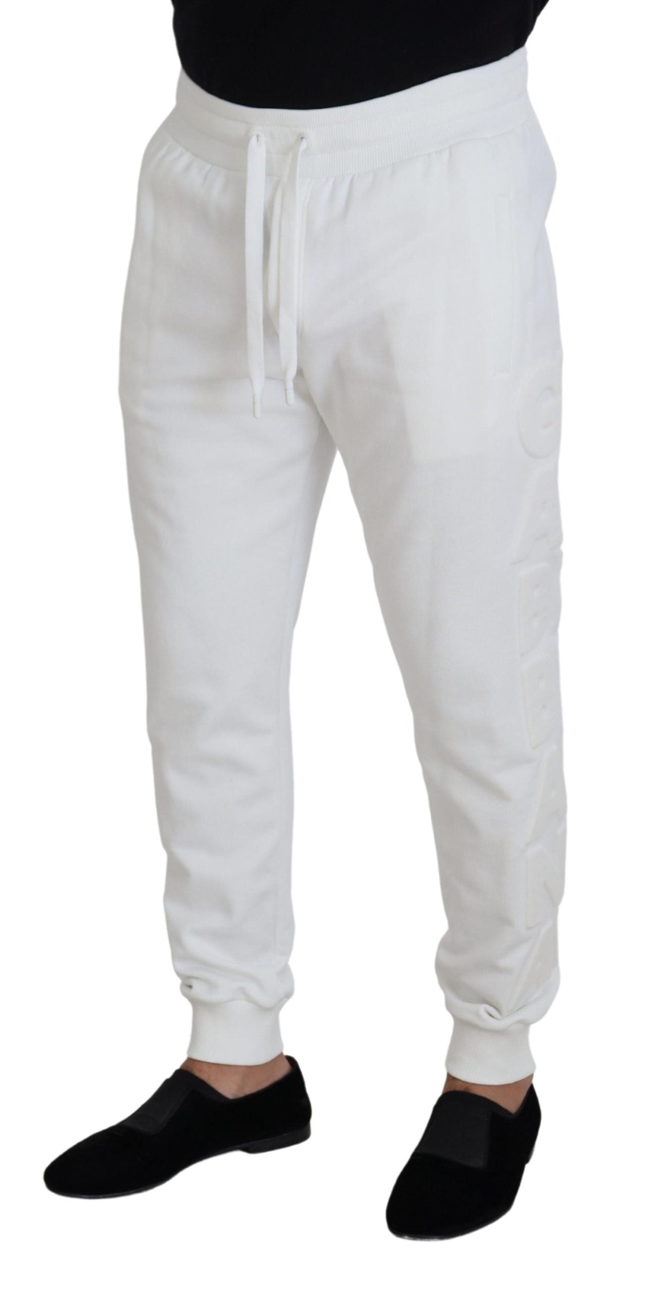 Elegante witte katoenen joggingbroek