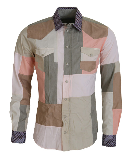 Camisa casual elegante multicolor slim fit