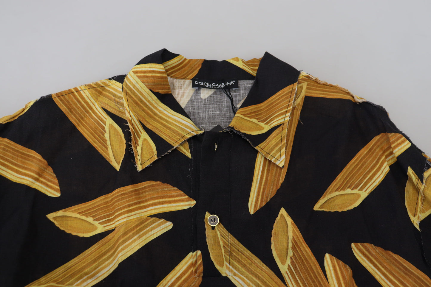 Camisa de lino negra con estampado Penne Rigate