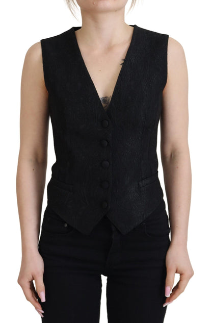 Elegant giletvest van zwarte zijdemix