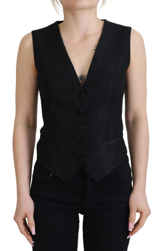 Elegant giletvest van zwarte zijdemix