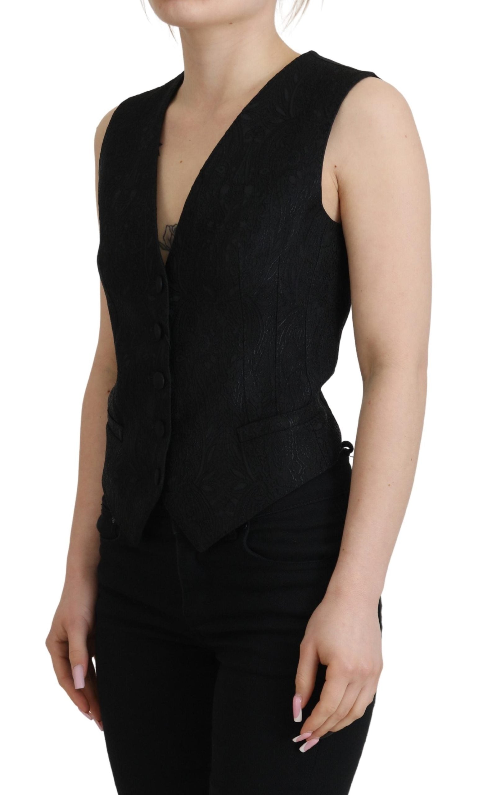 Elegant giletvest van zwarte zijdemix