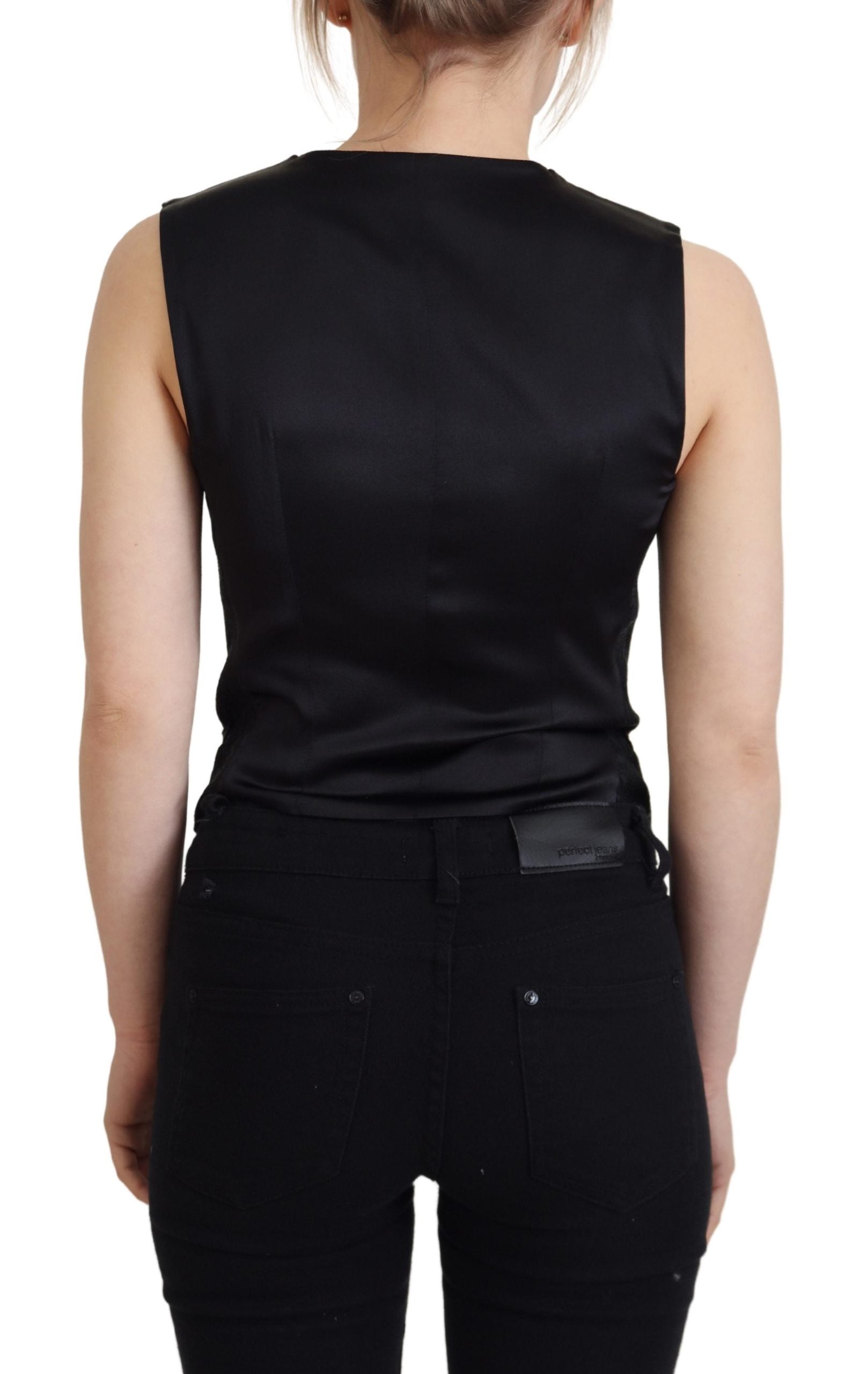 Elegant giletvest van zwarte zijdemix