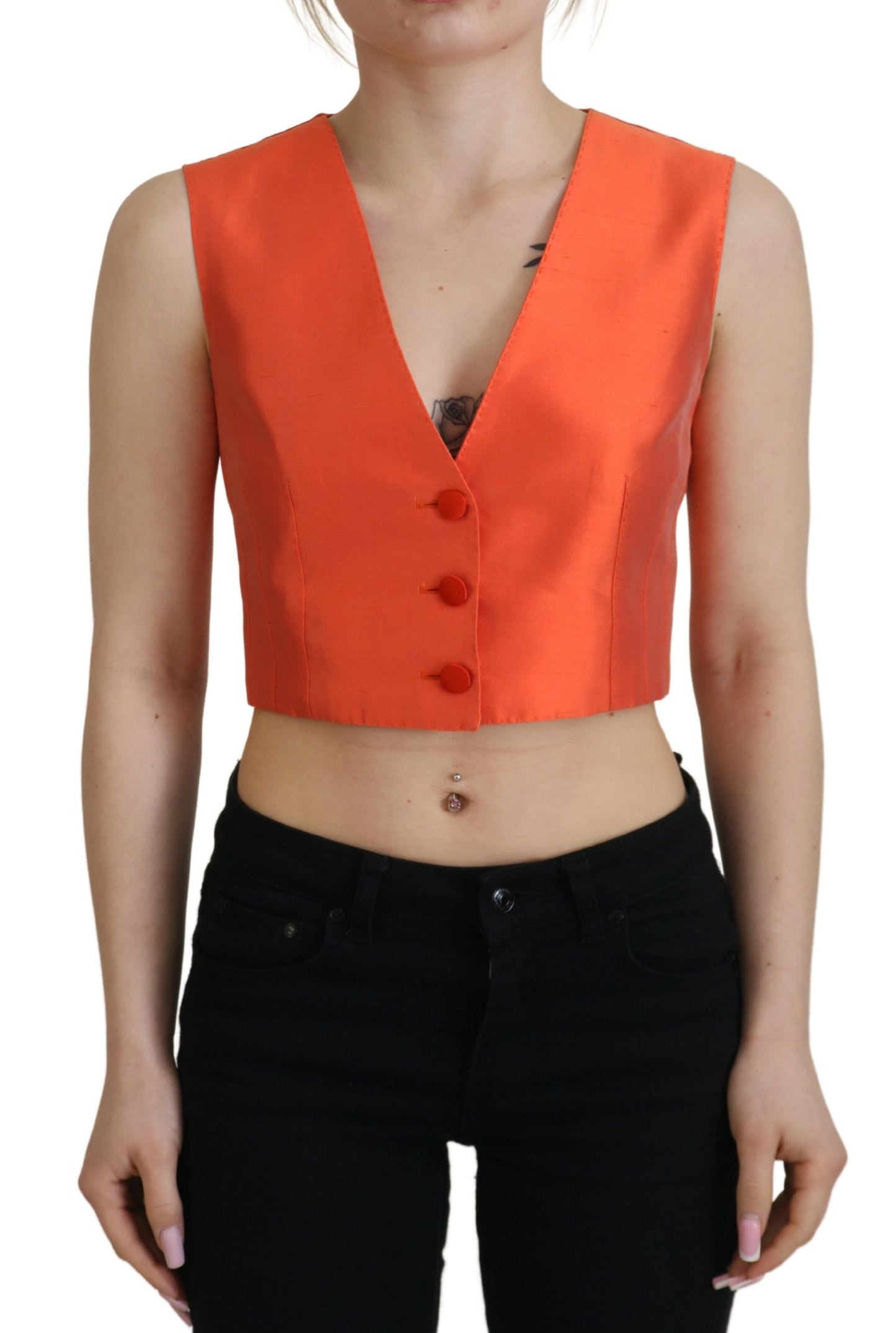 Elegant oranje zijden gilet