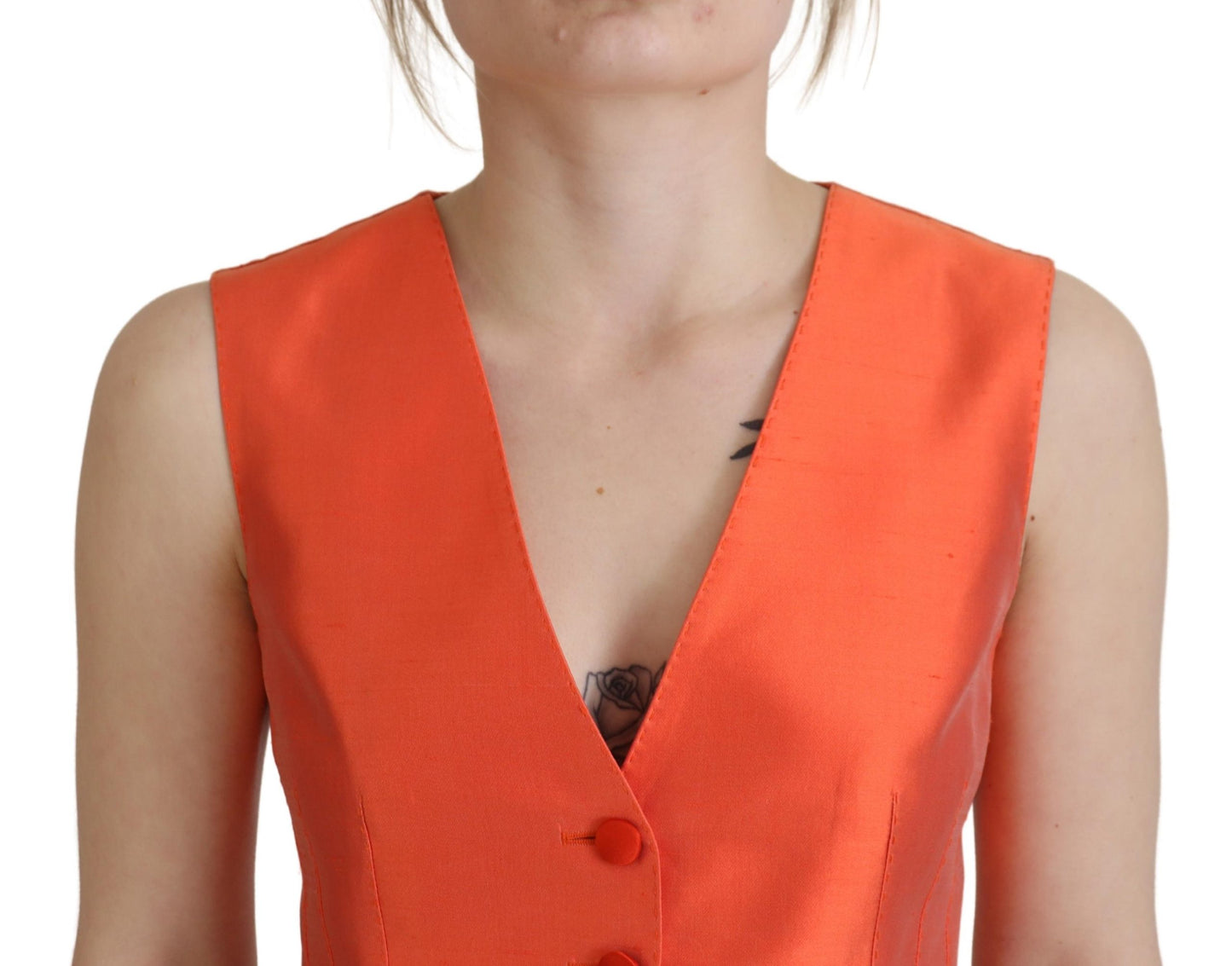 Elegant oranje zijden gilet