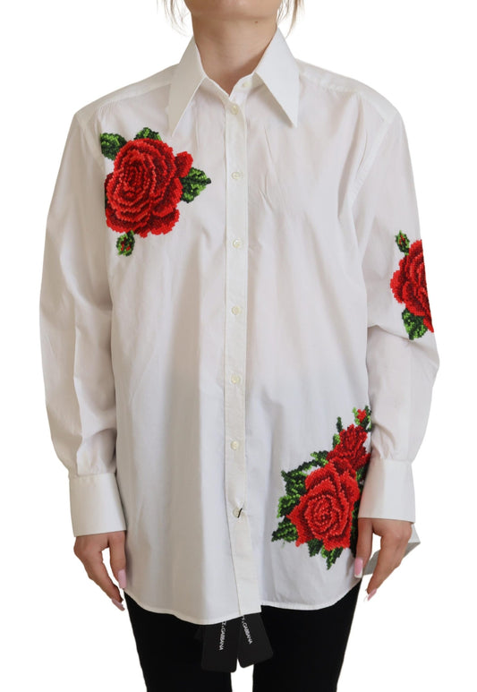 Camisa Elegante En Mezcla De Seda Con Bordado Floral