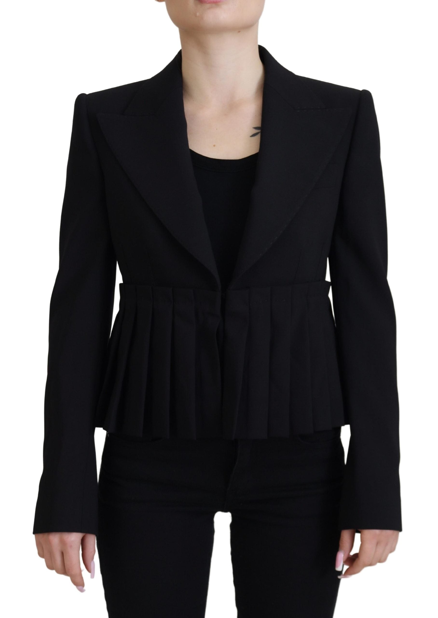 Elegante zwarte stretchwollen blazer