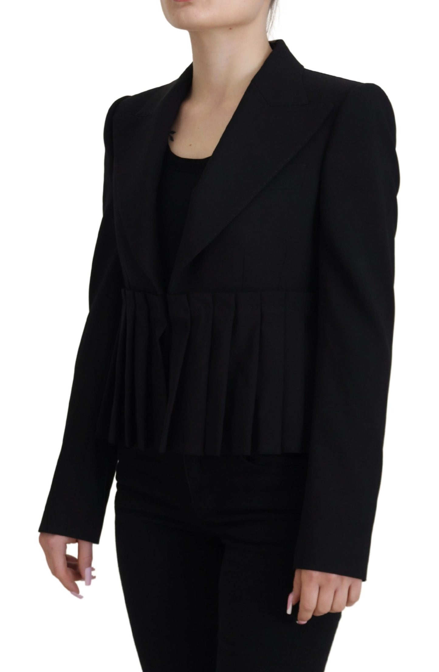 Elegante zwarte stretchwollen blazer