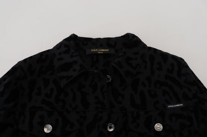 Chaqueta vaquera elegante con estampado de leopardo