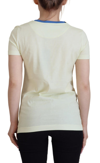 Elegant geel katoenen T-shirt met chique print