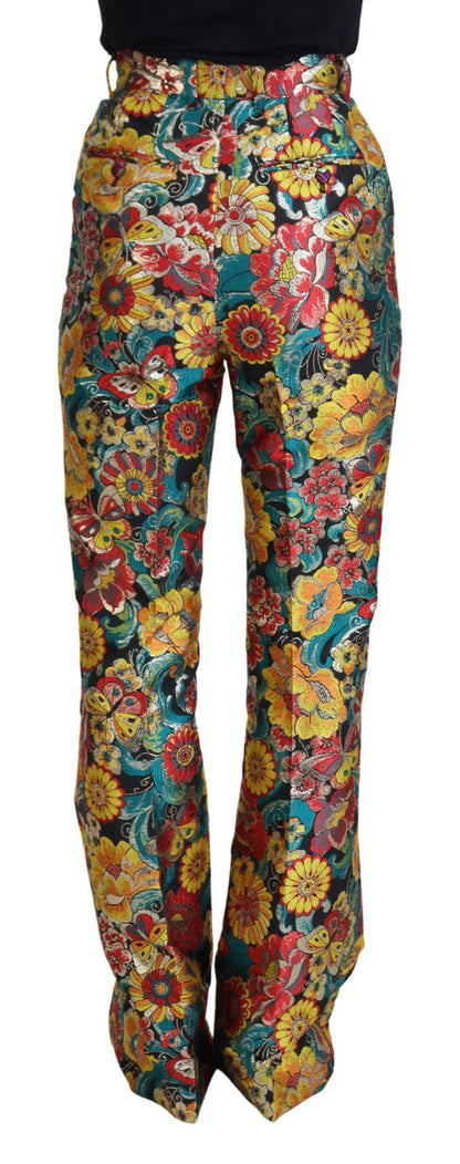 Elegantes pantalones tejidos multicolores