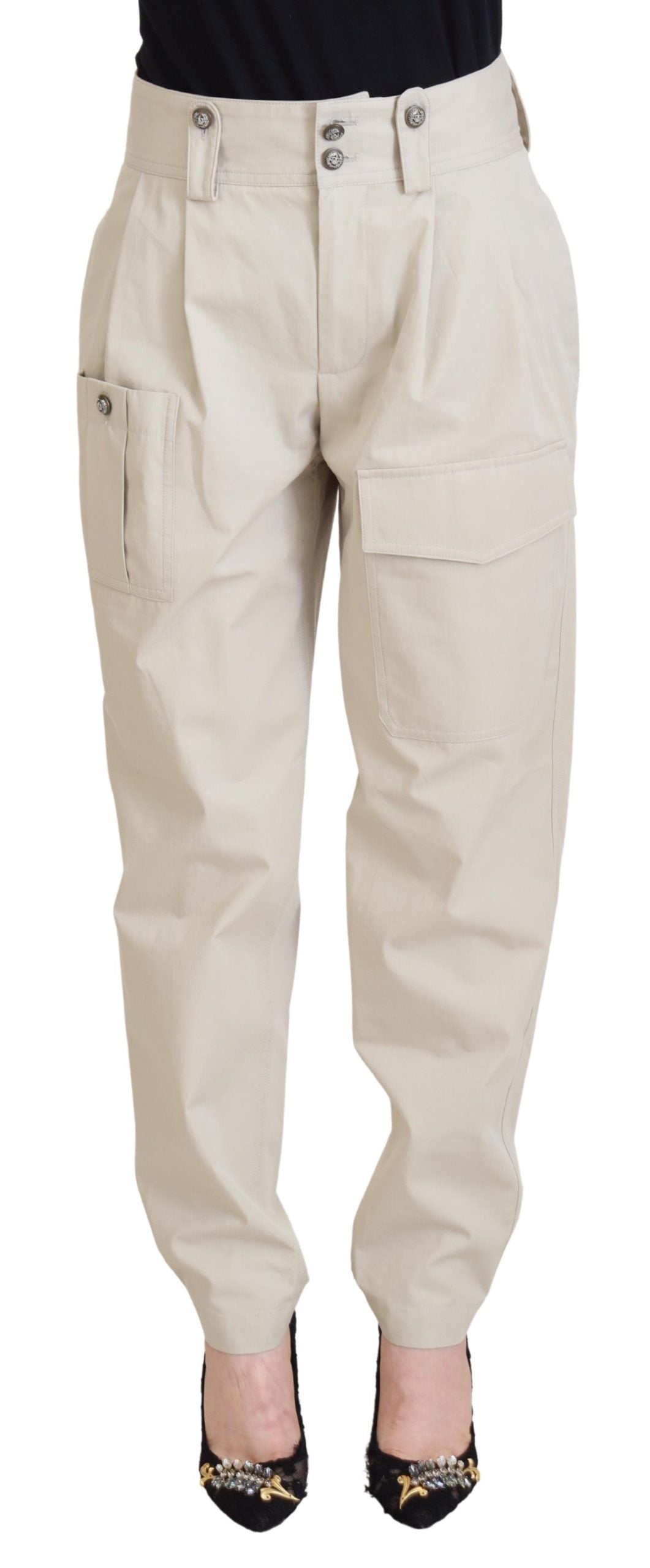 Chique beige katoenen broek voor elegant comfort