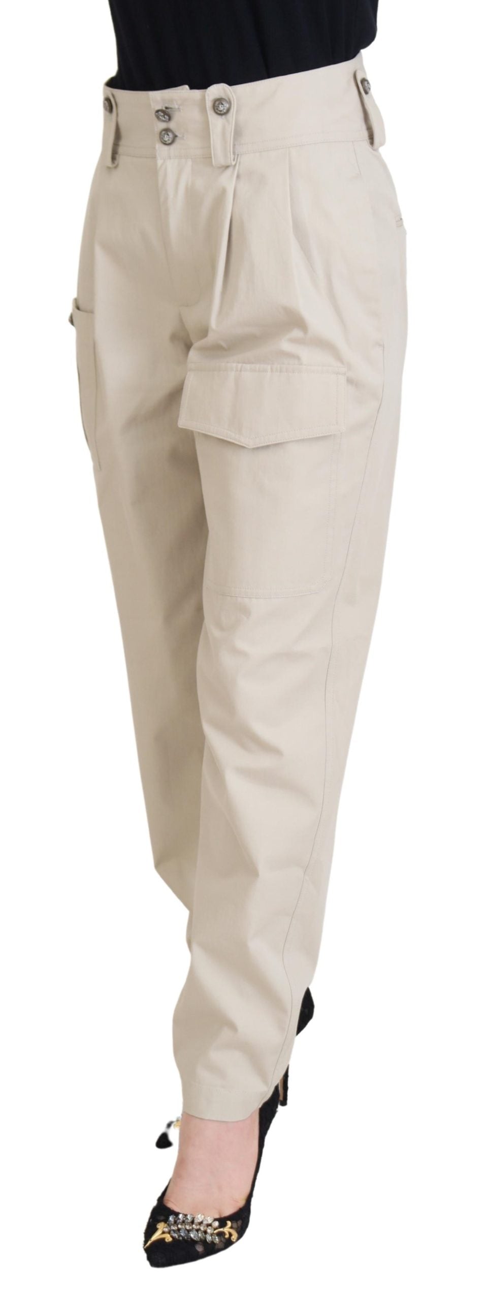 Chique beige katoenen broek voor elegant comfort