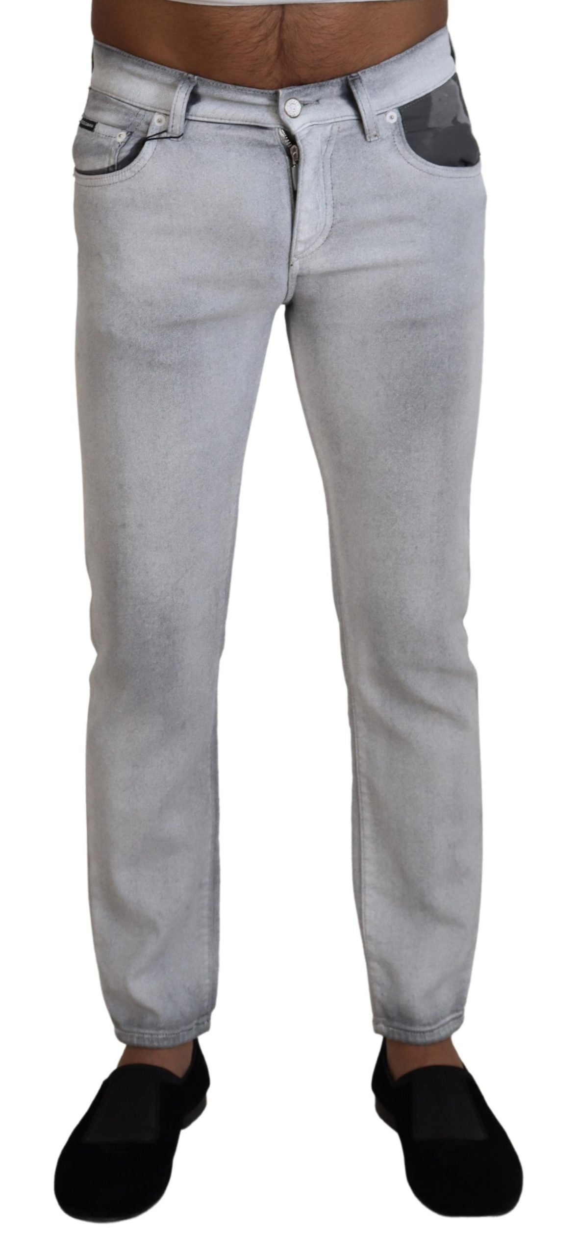 Pantalones elegantes de mezcla de algodón lavado gris