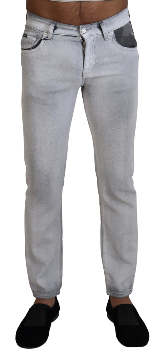 Pantalones elegantes de mezcla de algodón lavado gris